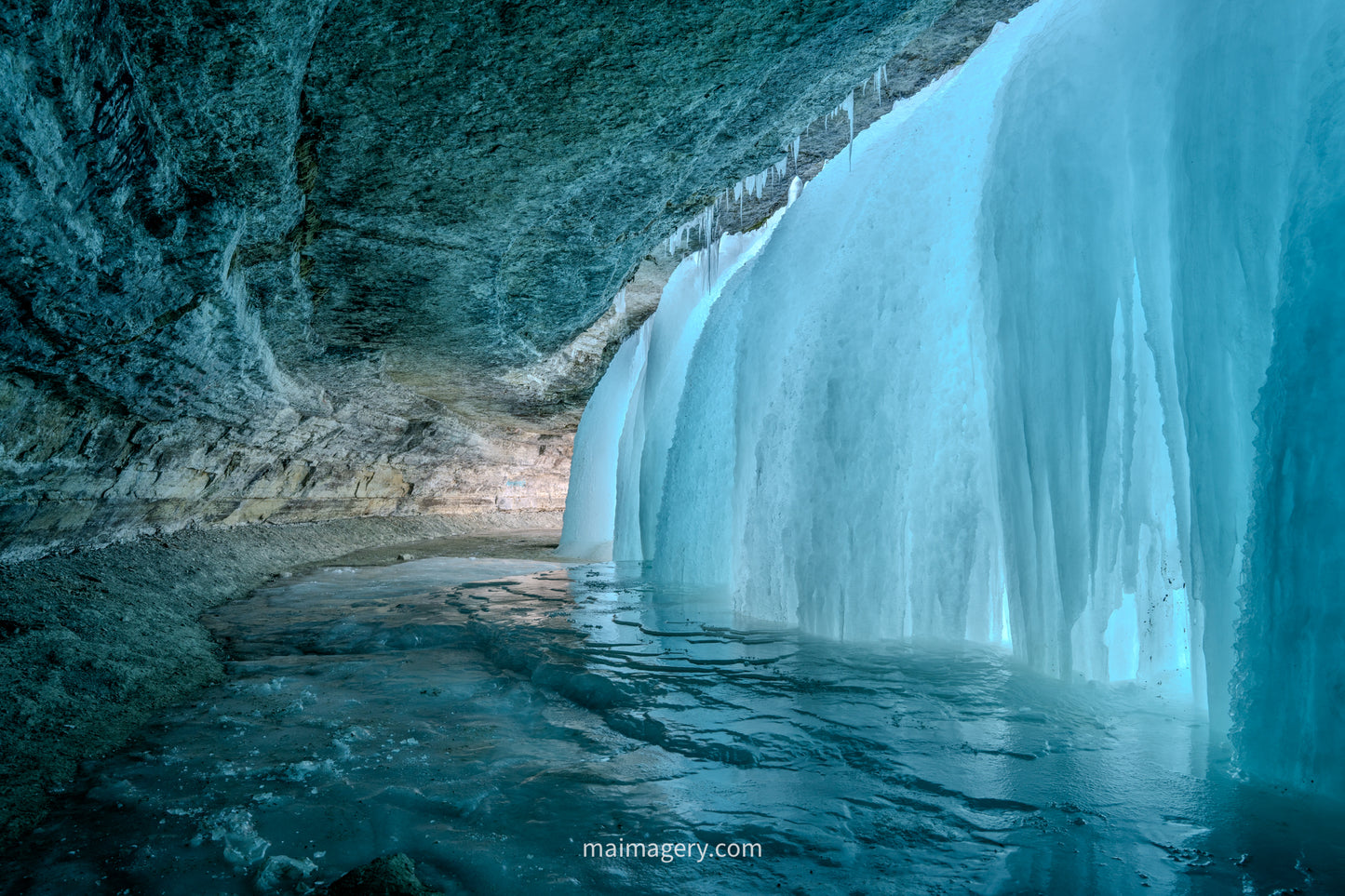 Behind a Frozen Minnehaha Falls
