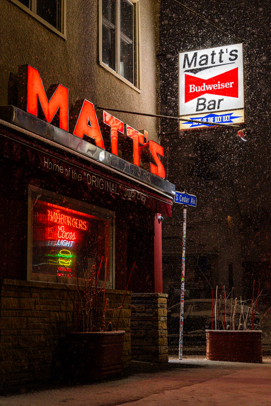 Matt's Bar on a Snowy Night
