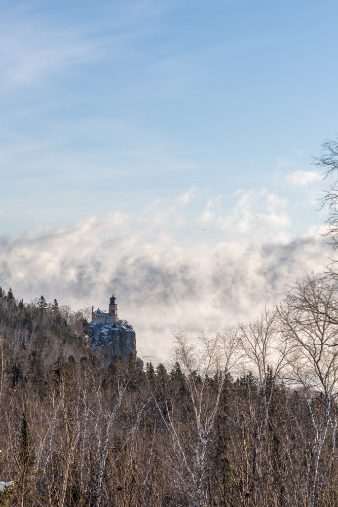 Split Rock with Sea Smoke from Afar