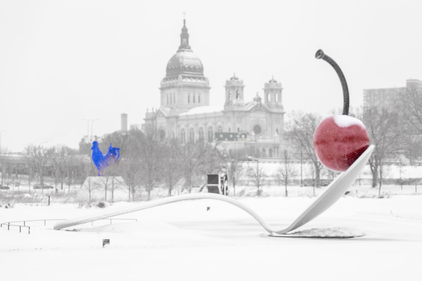 Spoon and Cherry with Blue Rooster