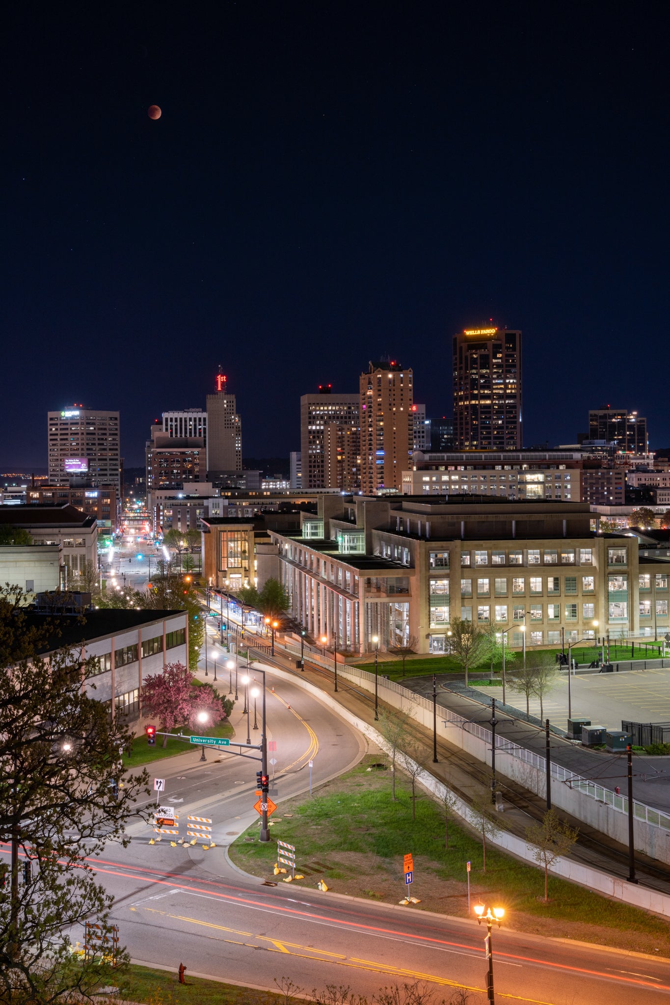 Blood Moon Lunar Eclipse over Saint Paul Skyline