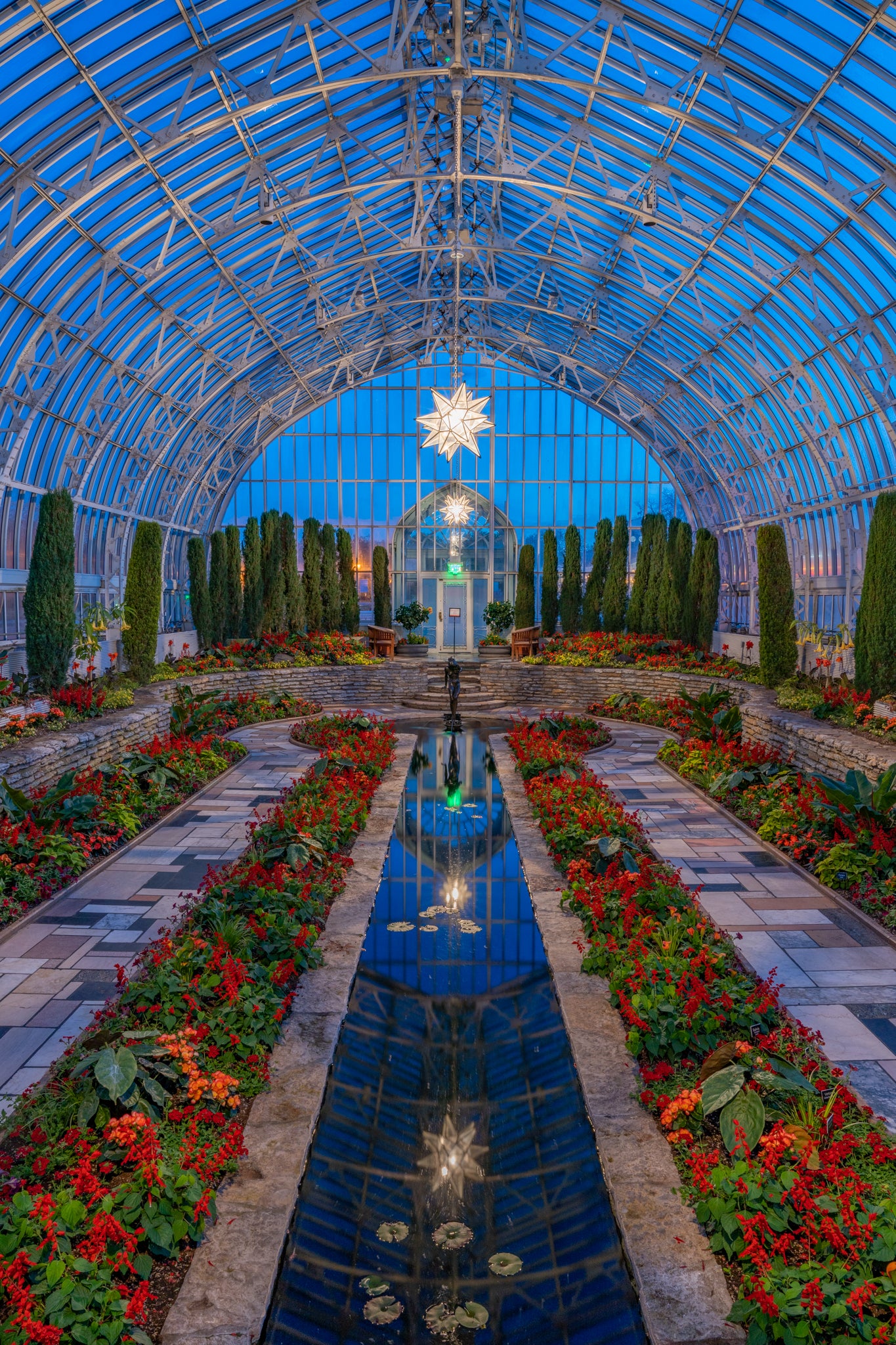 Marjorie McNeely Conservatory Sunken Garden at Night