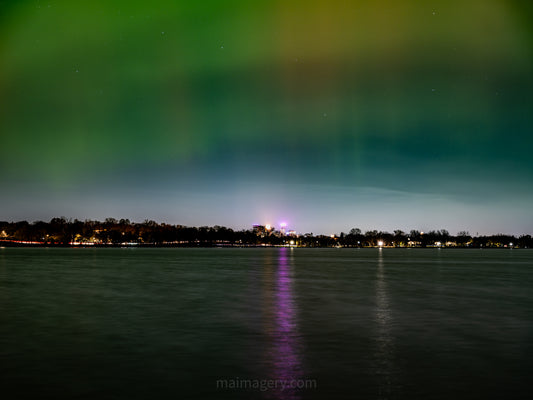 Northern Lights over Lake Nokomis in Minneapolis