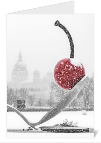 Greeting Cards: Spoon and Cherry in the Snow with Envelopes