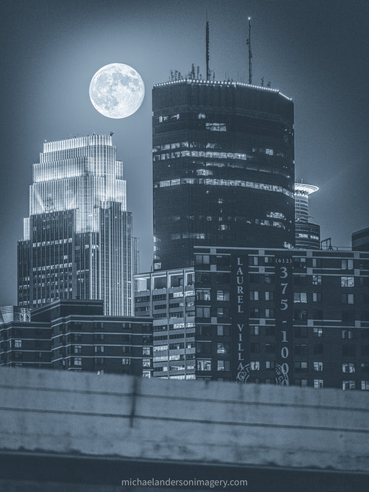 Supermoon Rising Over Downtown Minneapolis