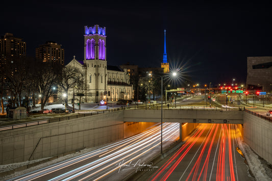 Saint Mark's Cathedral Overlooking Traffic on I94